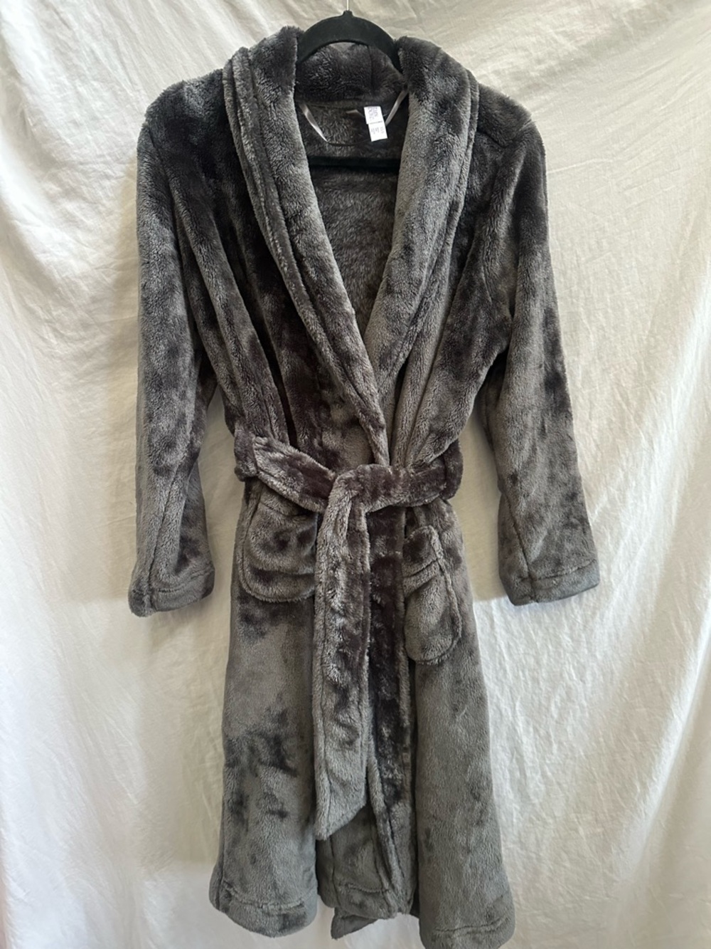 stars above Soft Plush Robe in Charcoal Gray with Lavender Tag